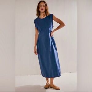 FREE PEOPLE Simone Cotton Open Back Pullover Maxi Dress